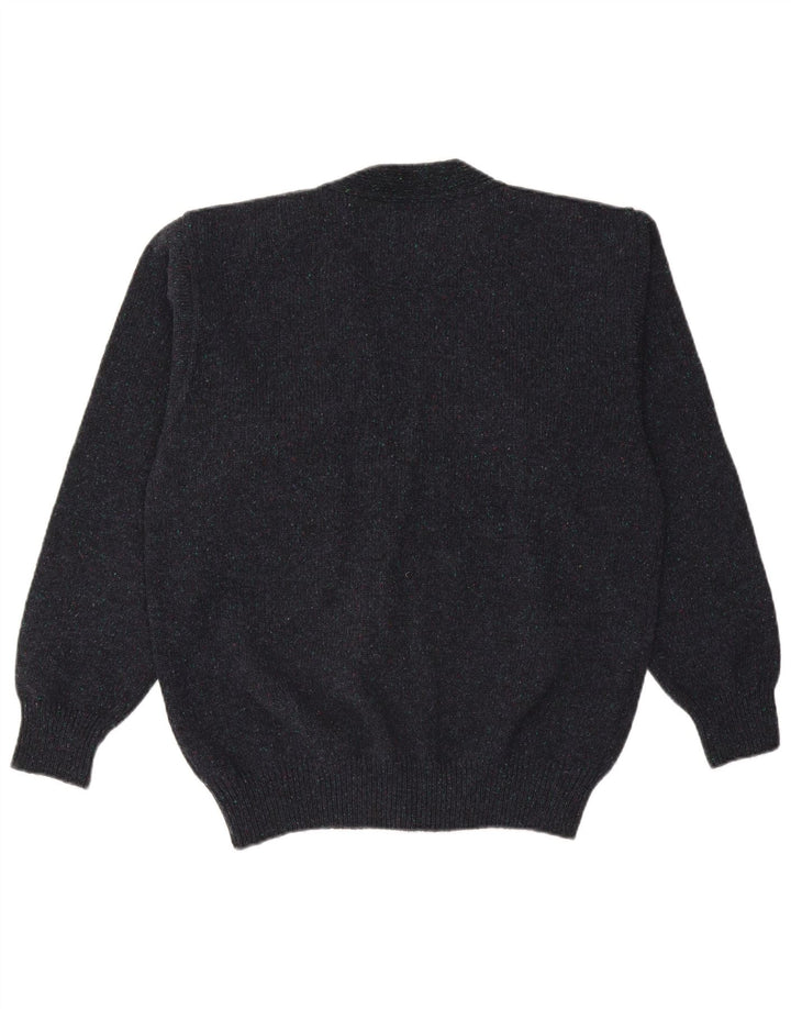 Maglione cardigan vintage da uomo IT 50 medio in lana blu navy