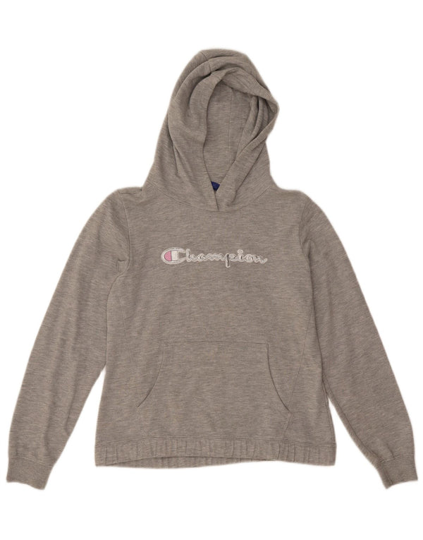 Maglione con cappuccio grafico per ragazze Champion 13-14 anni XL in cotone chiazzato grigio