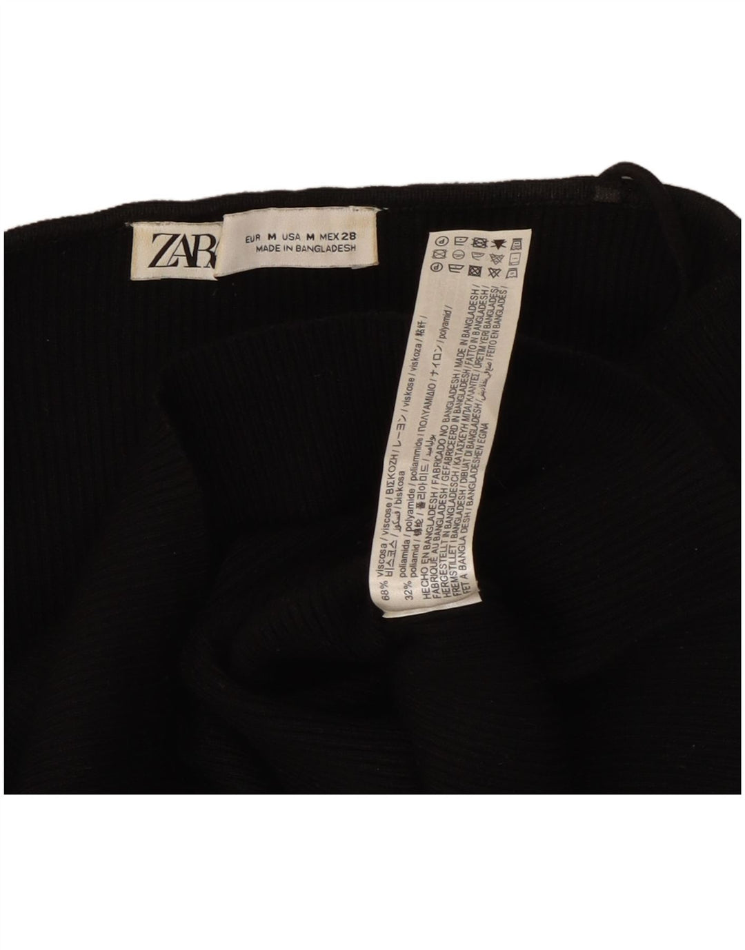 Top corto Zara da donna a maniche lunghe con spalle scoperte UK 12 viscosa nera media