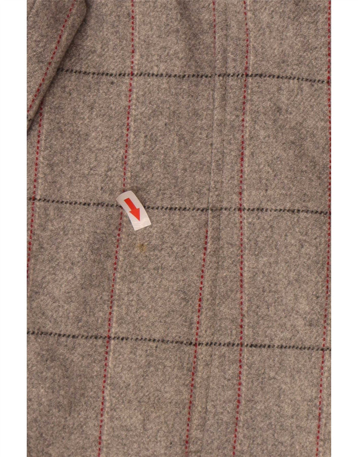 Cappotto doppiopetto da donna Marks & Spencer UK 18 XL lana vergine a quadri grigi