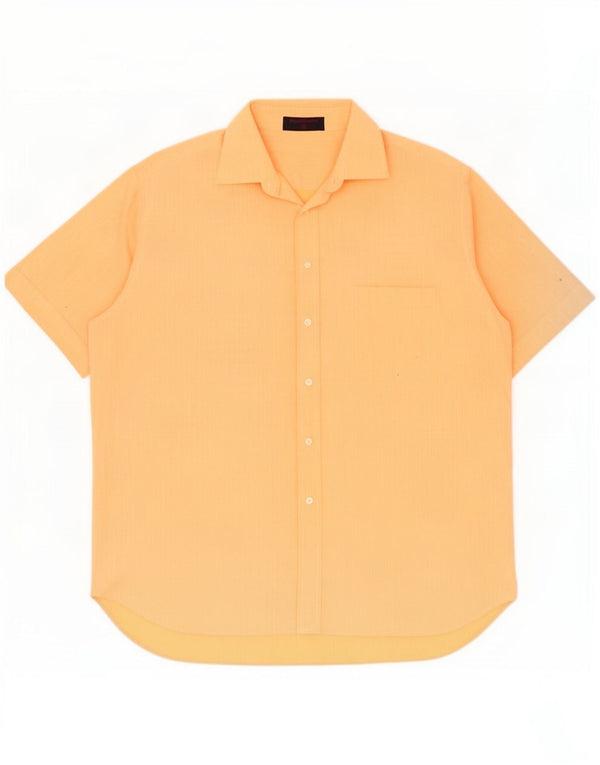 Biagiotti Camicia a maniche corte da uomo Taglia 43 17 XL Cotone gessato arancione