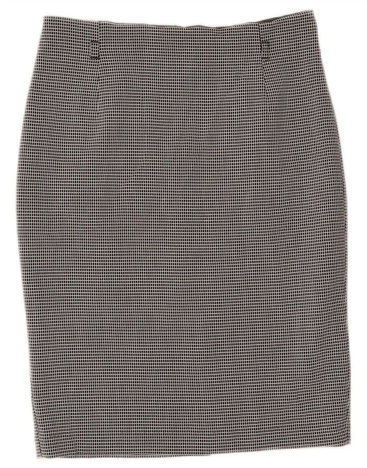 Gonna a tubino da donna Marks & Spencer UK 12 media W30 poliestere a quadri nero