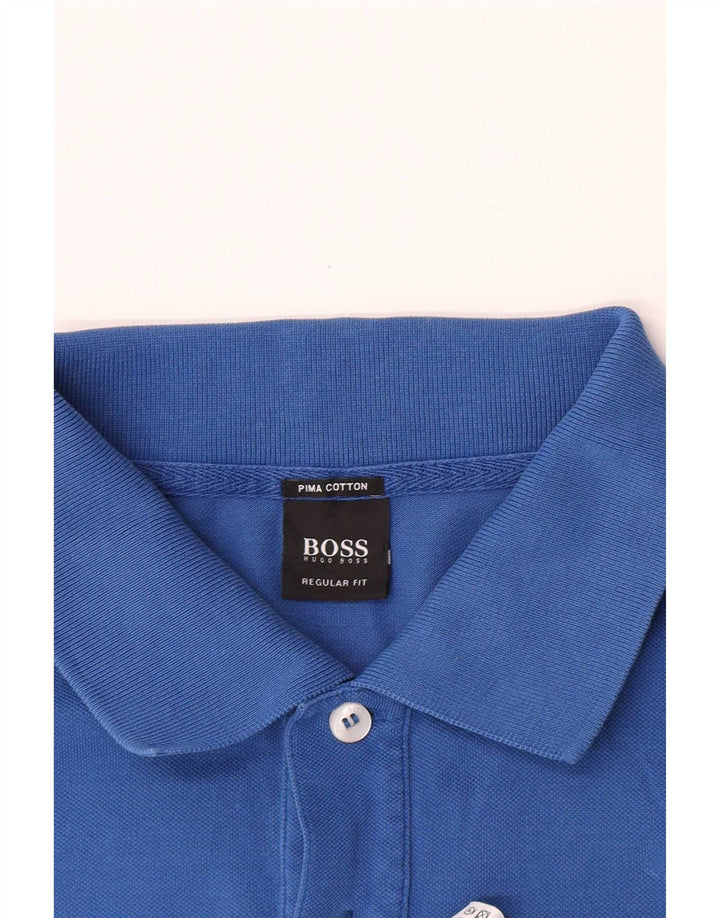 Polo Hugo Boss da uomo vestibilità regolare, taglia grande, in cotone blu