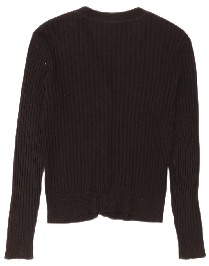 Maglione cardigan corto da donna vintage EU 36 piccolo poliacrilico nero