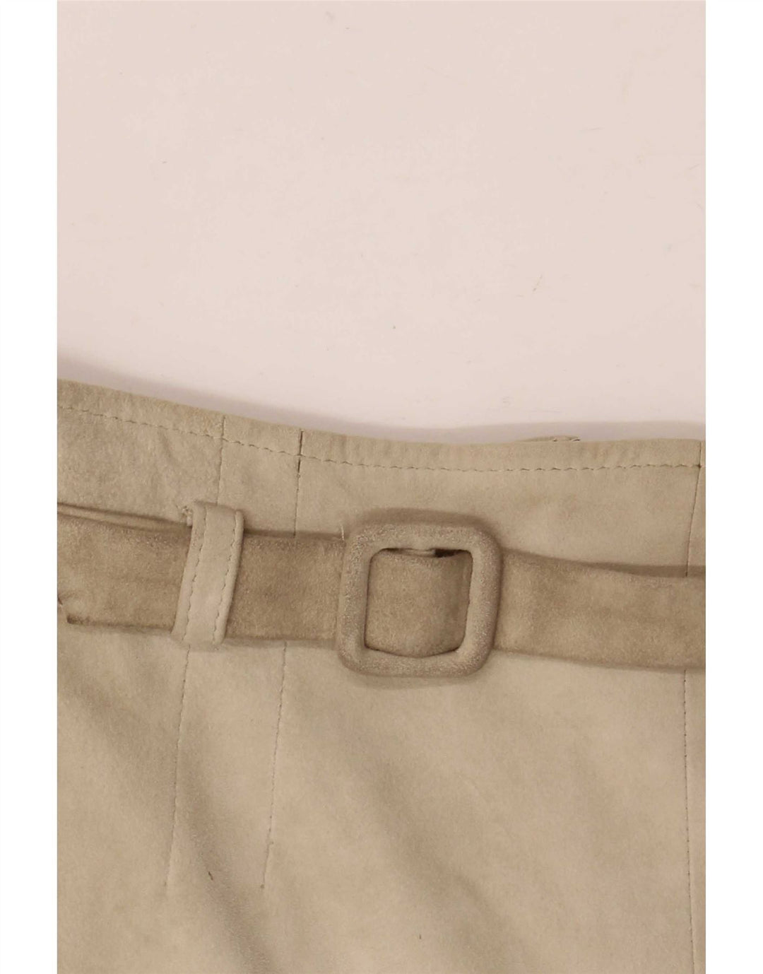 Gonna a trapezio in pelle scamosciata da donna Luna W28 in pelle beige media