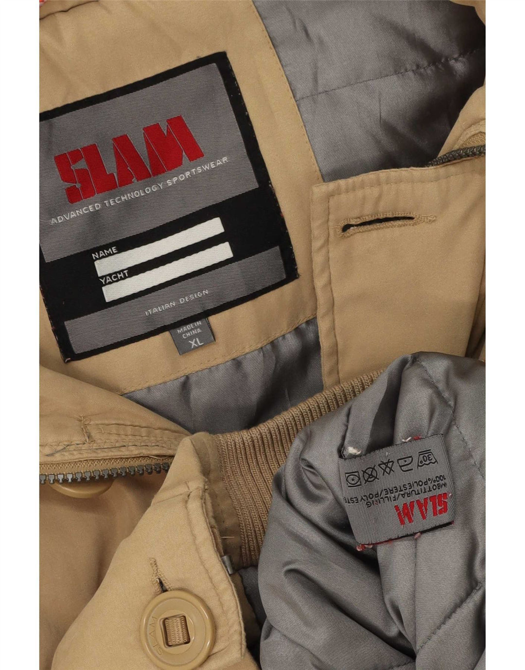Giubbotto bomber con cappuccio da uomo Slam UK 42 XL Poliestere beige