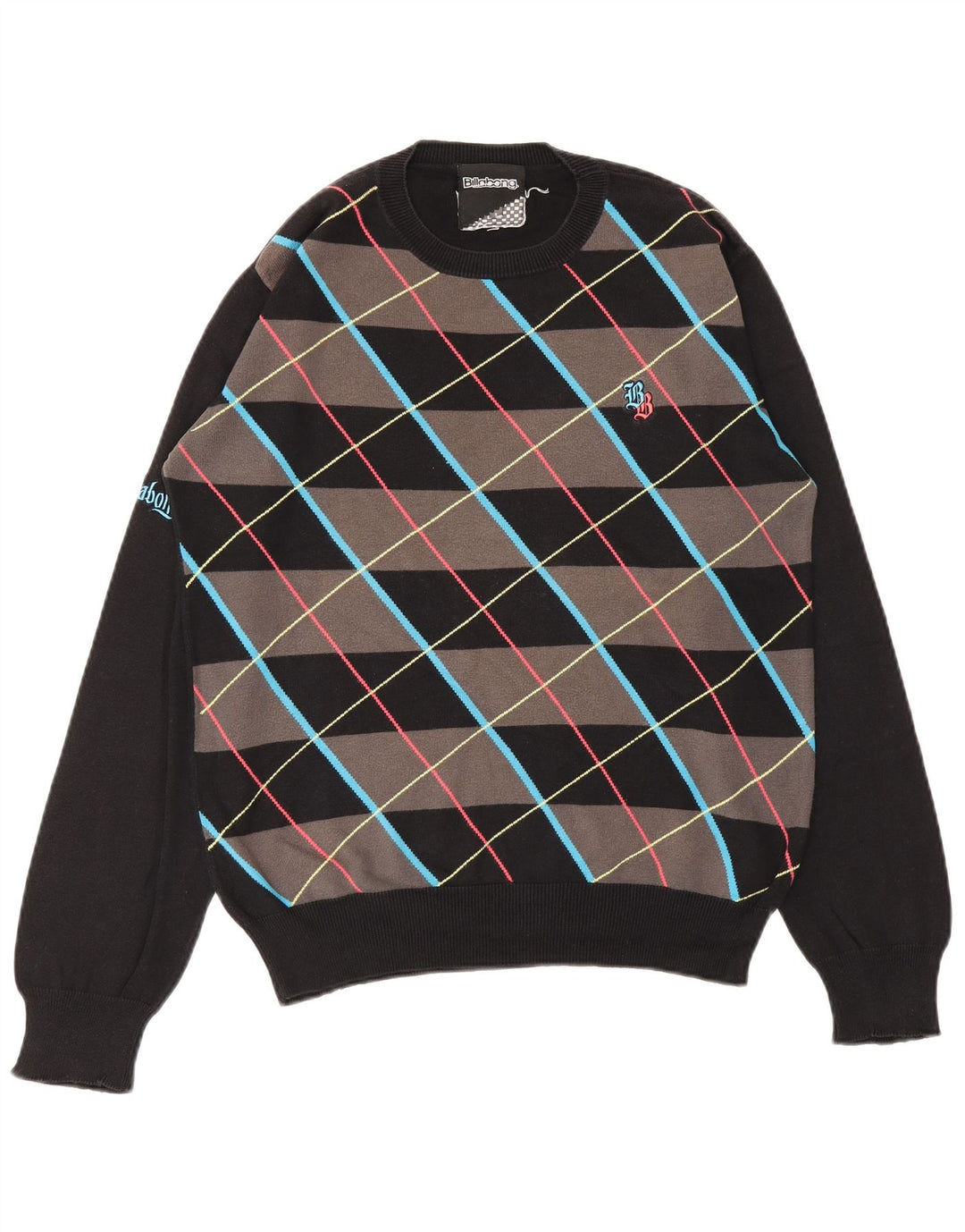 BILLABONG Maglione girocollo da uomo piccolo in cotone nero a rombi/diamante