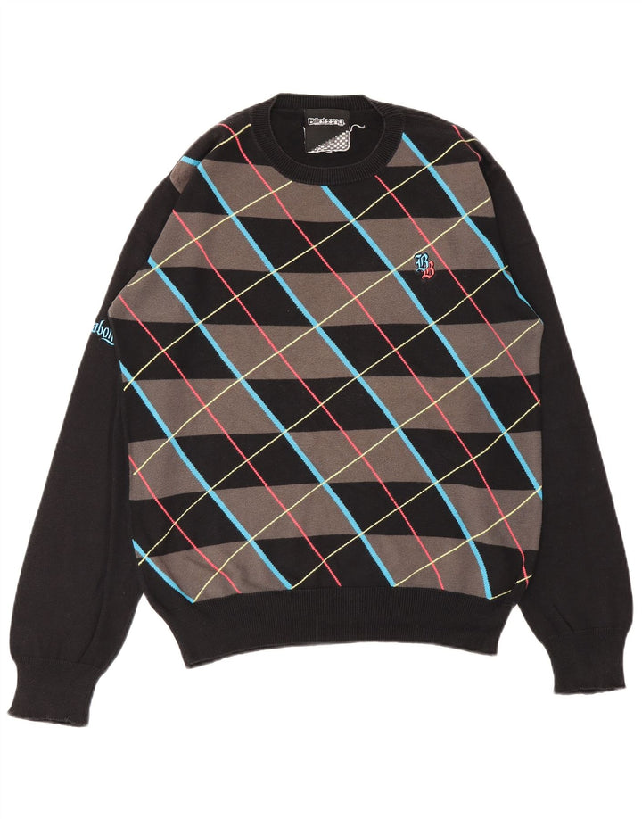 BILLABONG Maglione girocollo da uomo piccolo in cotone nero a rombi/diamante