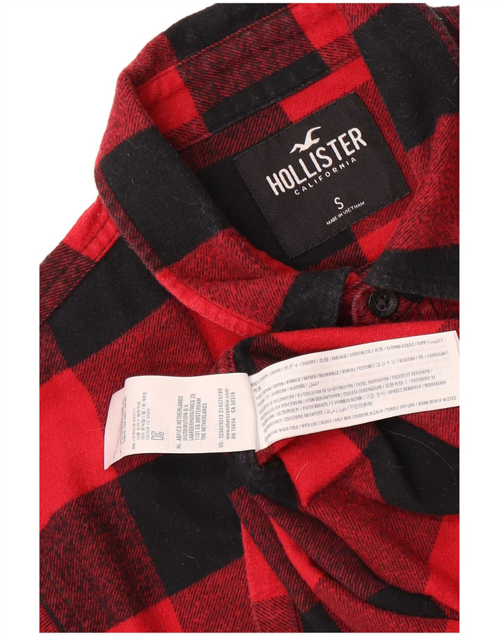 Camicia Hollister da uomo in flanella di cotone a quadri rossi piccoli