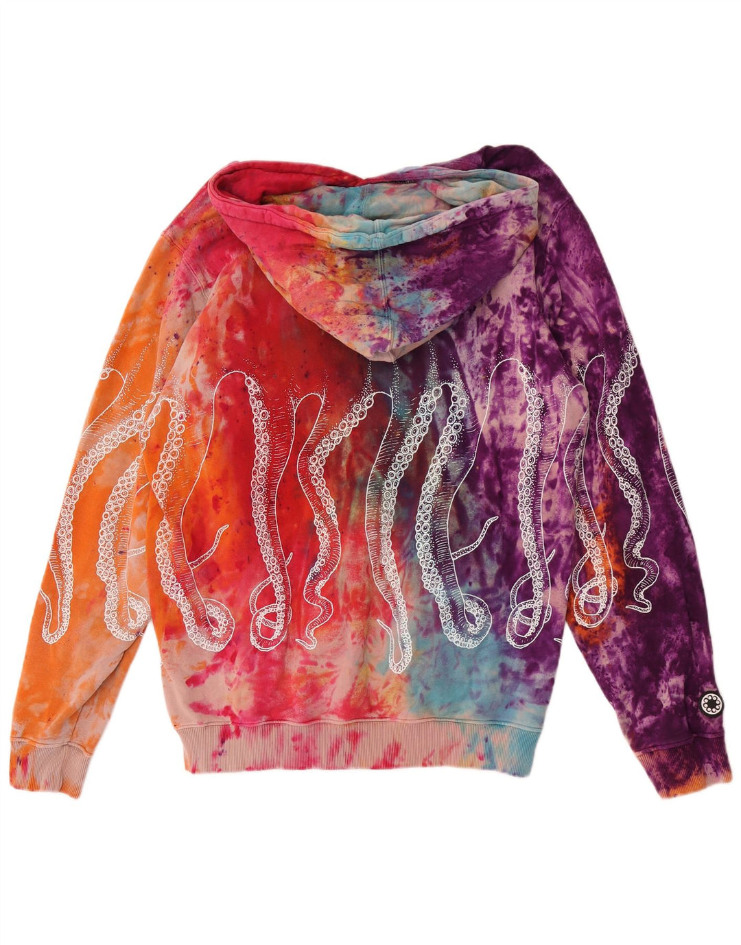 Felpa con cappuccio grafica da uomo Octopus, grande, multicolore, tie dye