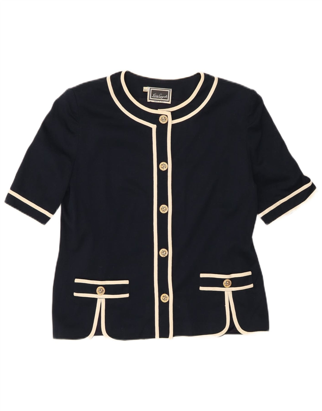 LUISA SPAGNOLI Giacca Blazer a Maniche Corte da Donna IT 44 Medio Blu Navy