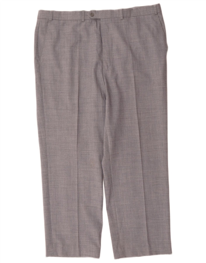 Pantaloni da abito dritti da uomo Marks & Spencer W40 L29 poliestere grigio