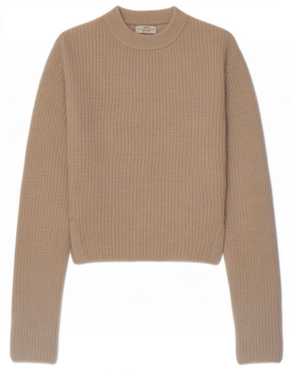 Maglione corto con collo alto da donna Zara UK 12 Poliestere beige medio