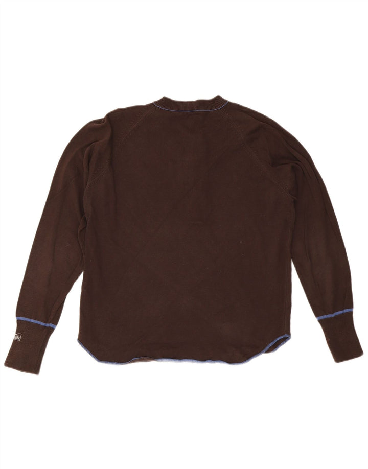 DIESEL Maglione da donna con collo a bottoni UK 14 Cotone marrone medio