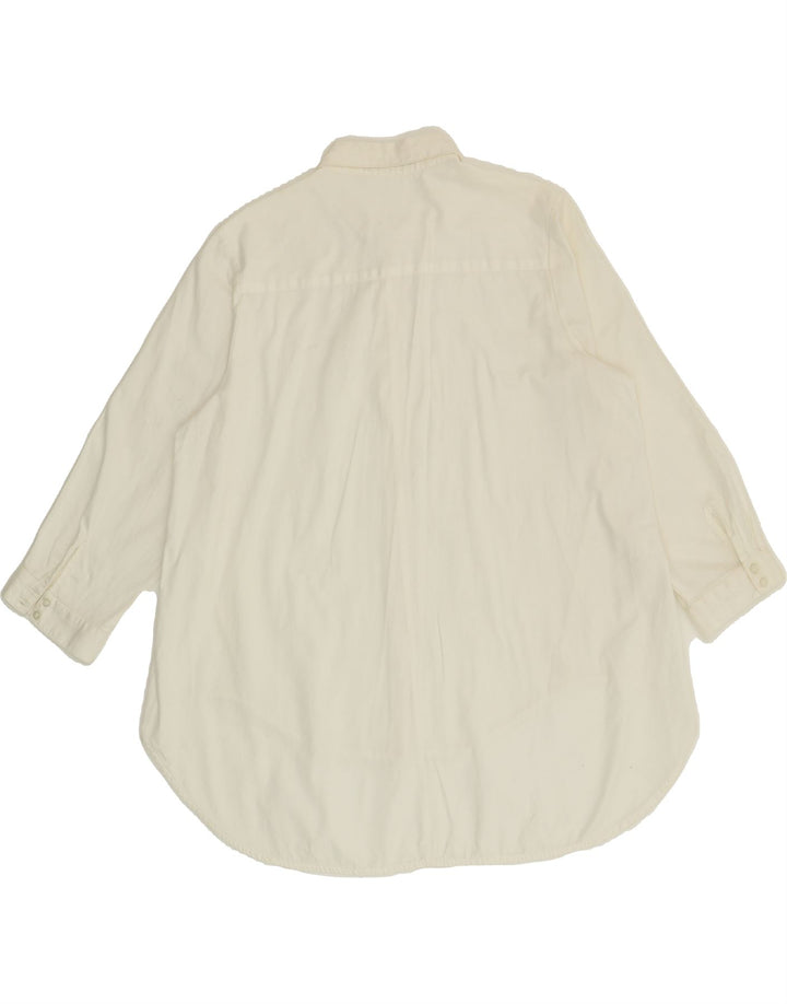 SISLEY Womens Asymmetric 3/4 Sleeve Shirt UK 14 Medium White Vintage Sisley and Second-Hand Sisley from Messina Hembry 