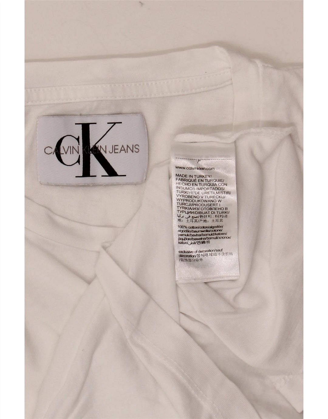 CALVIN KLEIN JEANS T-shirt grafica da uomo Top piccola in cotone bianco