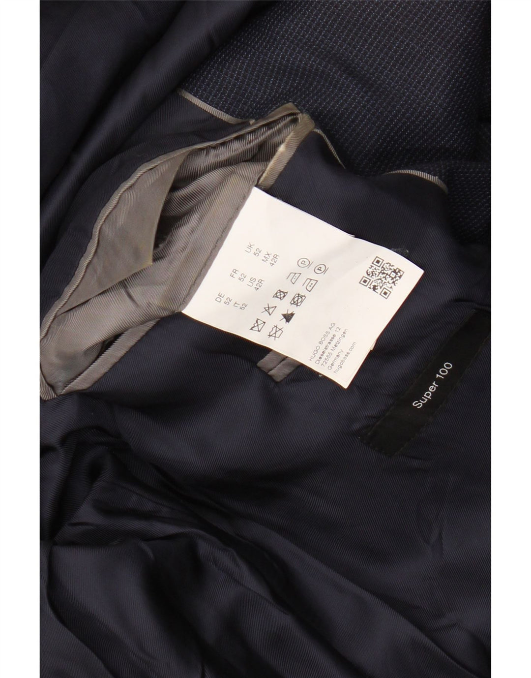 Giacca blazer da uomo a 2 bottoni HUGO BOSS EU 52 XL blu navy a quadri in lana