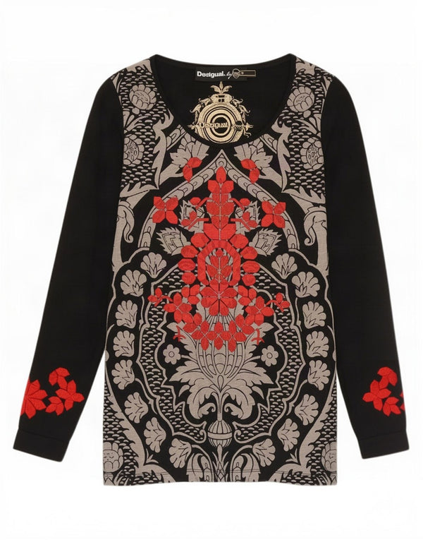 Desigual Camicetta da donna Top UK 12 Cotone floreale nero medio