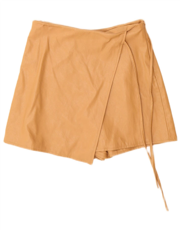 Pantaloncini in pelle da donna Zara piccoli W26 poliuretano beige