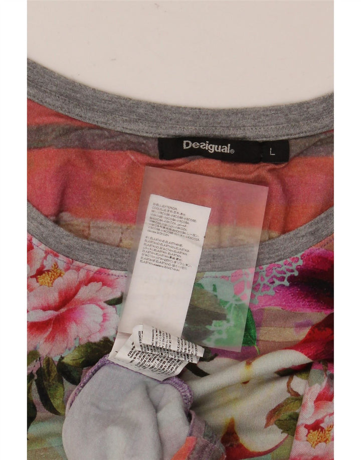 Desigual Womens Regular Blouse Top UK 16 Grande Viscosa floreale multicolore