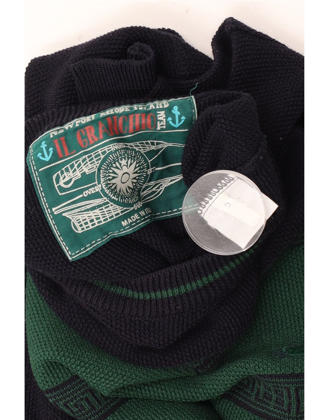 Maglione girocollo da uomo Il Granchio color block verde medio
