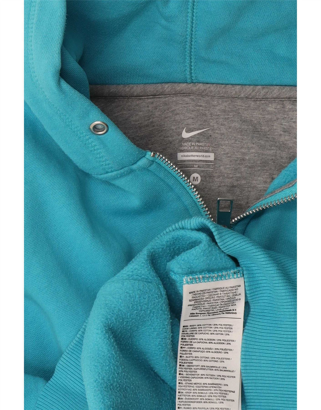 Felpa con cappuccio e zip da donna Nike UK 12 cotone blu medio
