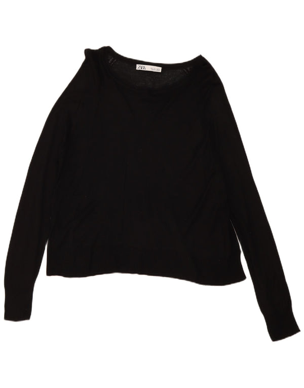 Maglione oversize con scollo a barca da donna Zara UK 10 piccolo in viscosa nera