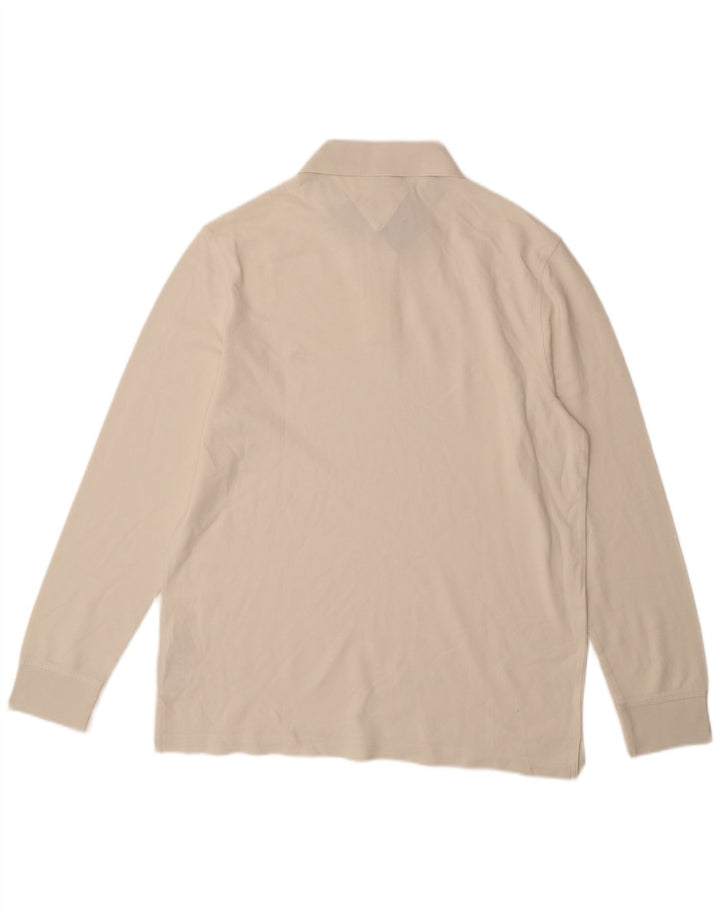 TOMMY HILFIGER Polo da uomo a maniche lunghe vestibilità regolare grande bianco sporco