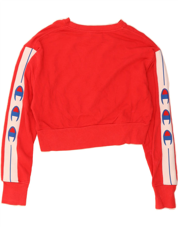 CHAMPION Womens Oversized Graphic Sweatshirt Jumper UK 10 Small Red Vintage Champion and Second-Hand Champion from Messina Hembry 