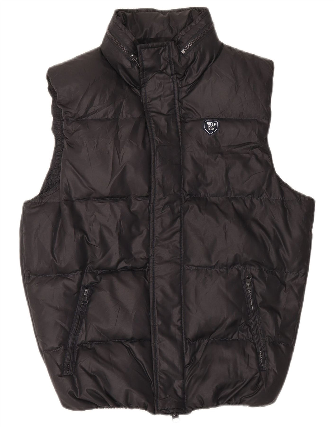 Gilet imbottito con cappuccio da uomo Rifle UK 36 piccolo poliestere nero