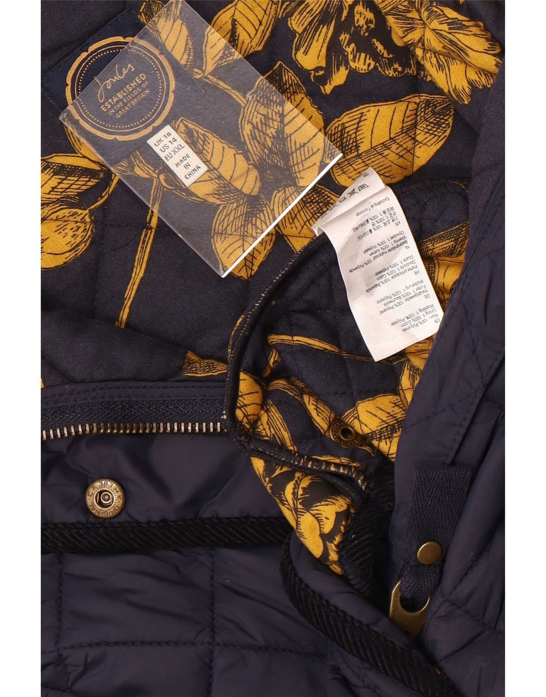 Giacca trapuntata da donna Joules UK 18 XL blu navy in poliammide