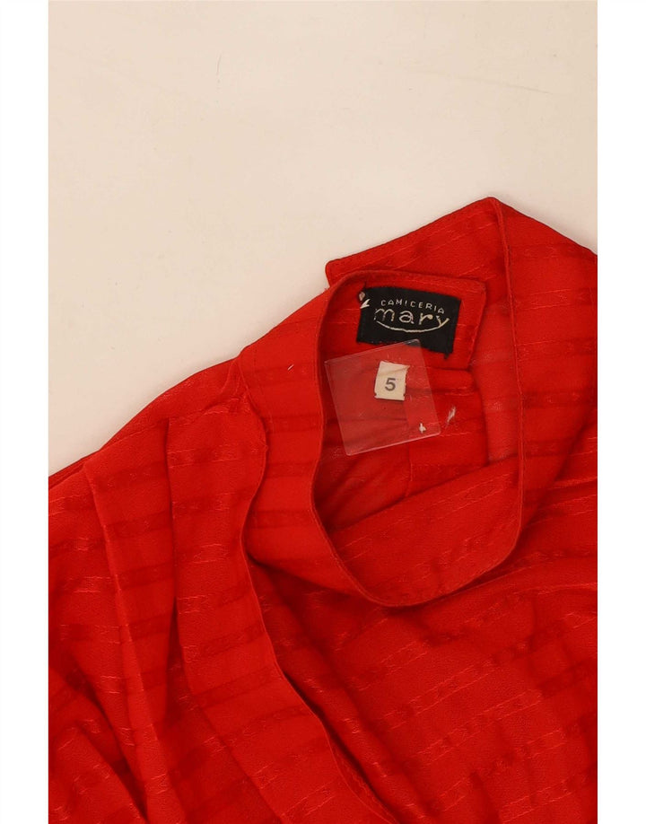 Camicetta corta da donna vintage US 5 piccola in poliestere a righe rosse
