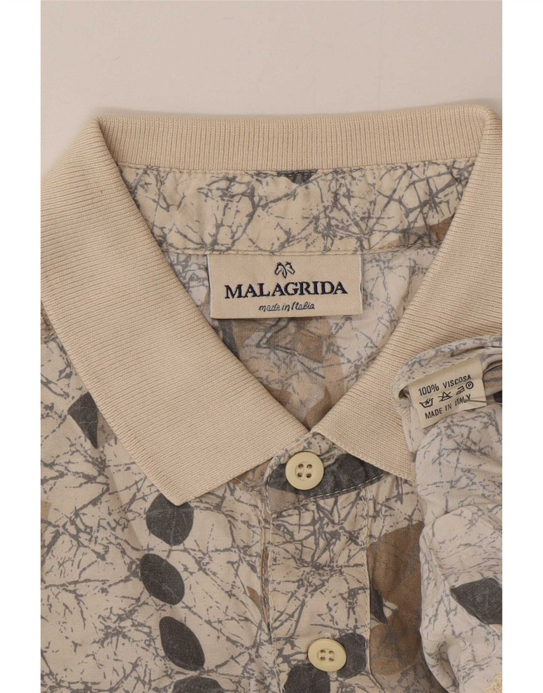 Malagrida Camicia pullover a maniche corte da uomo con motivo astratto XL in viscosa grigia