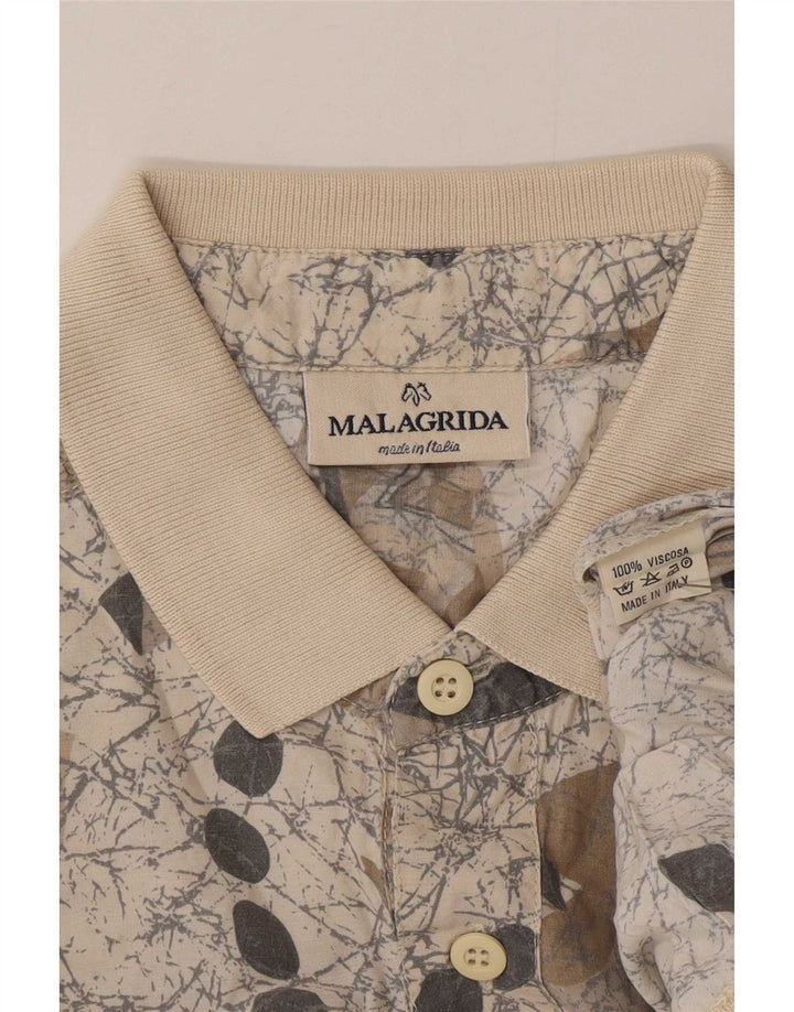 Malagrida Camicia pullover a maniche corte da uomo con motivo astratto XL in viscosa grigia