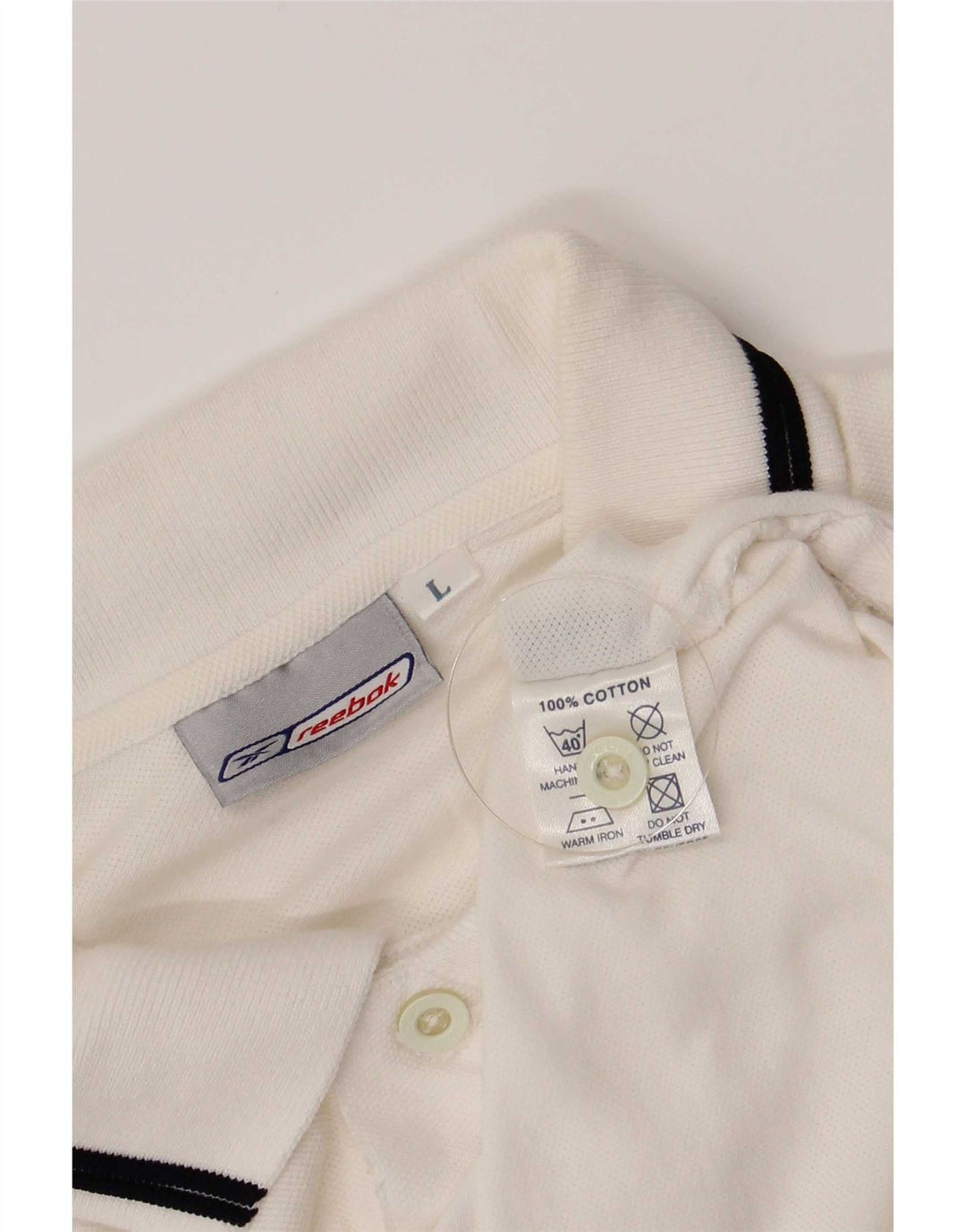 Polo Reebok da uomo grande in cotone bianco