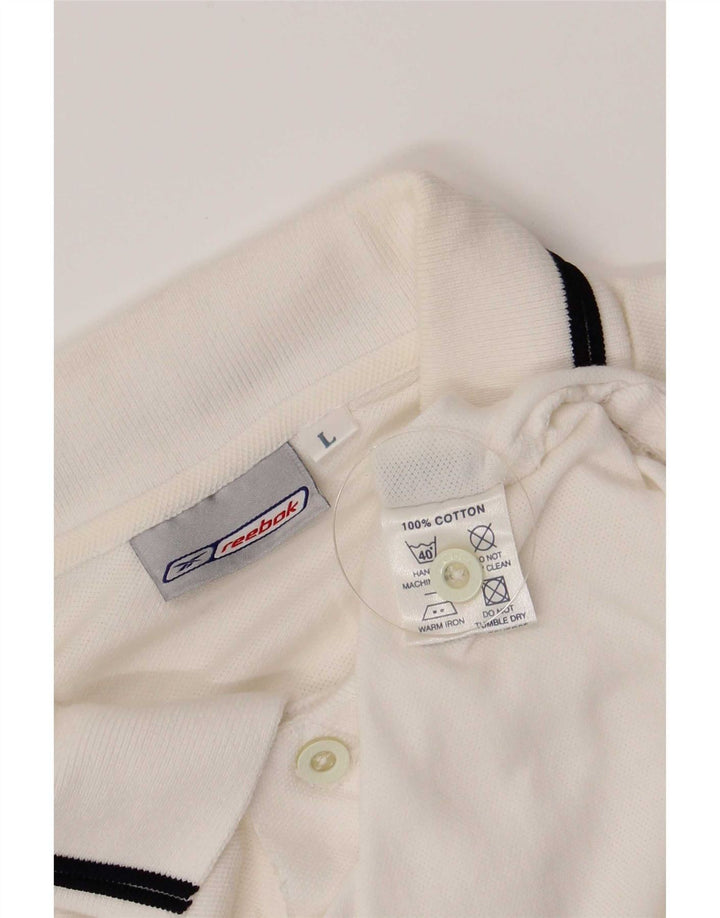 Polo Reebok da uomo grande in cotone bianco