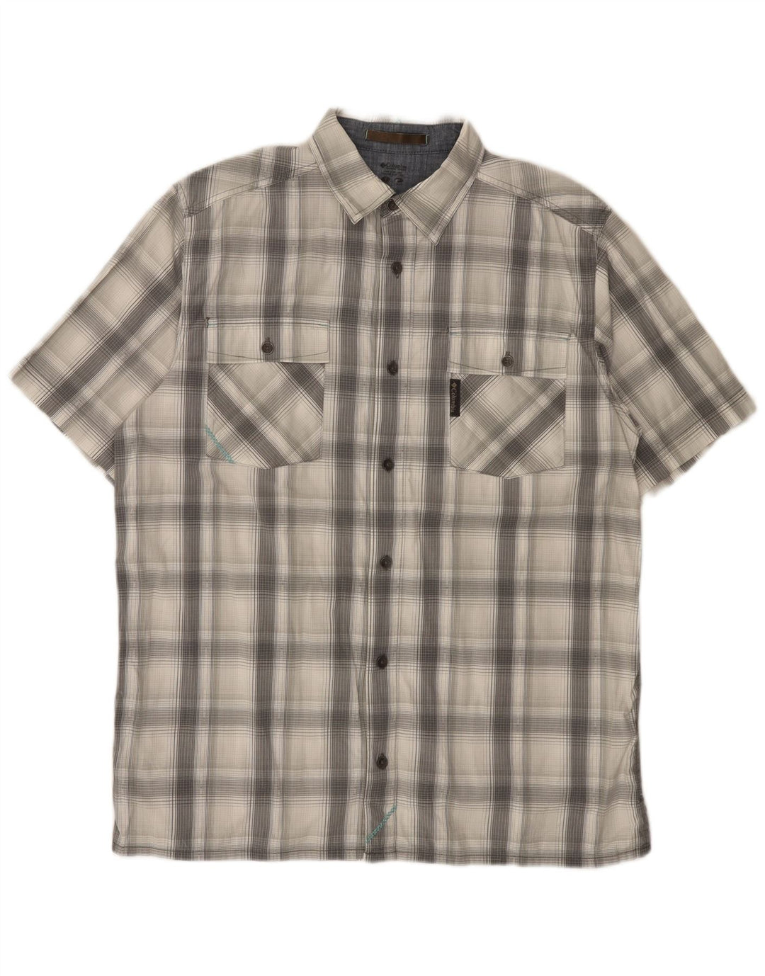 Camicia a maniche corte da uomo Columbia in cotone a quadri grigio medio
