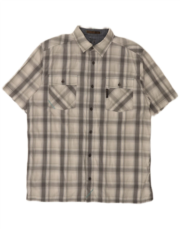 Camicia a maniche corte da uomo Columbia in cotone a quadri grigio medio