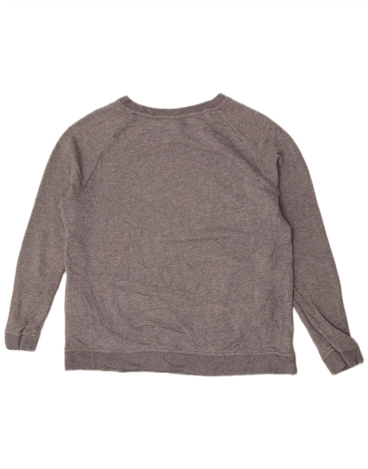 Felpa con grafica Nike da donna, maglione UK 14, cotone chiazzato grigio medio
