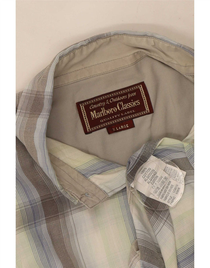 Camicia da uomo Marlboro Classics XL in cotone a quadri grigi