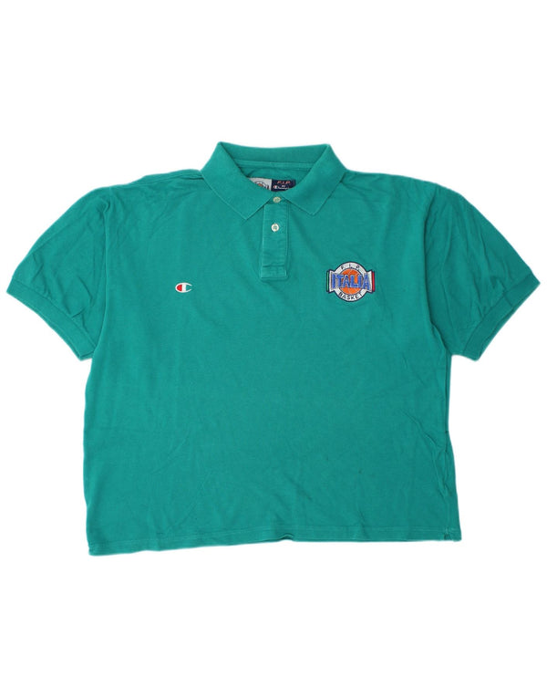 Polo Champion Italia da uomo vestibilità ampia, piccola, in cotone turchese