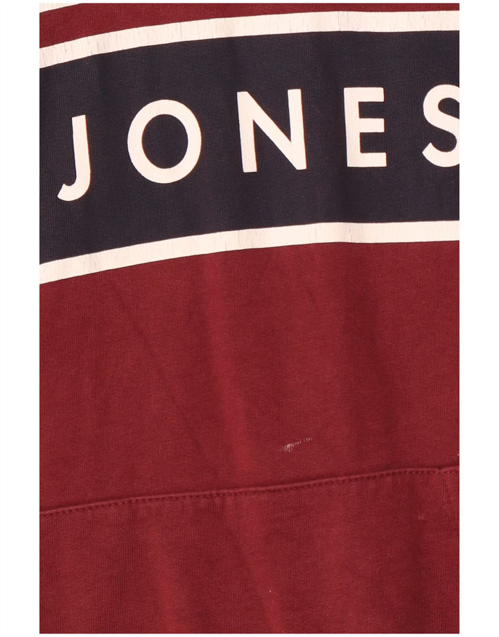 JACK & JONES Maglione con cappuccio grafico Core da uomo in cotone bordeaux medio