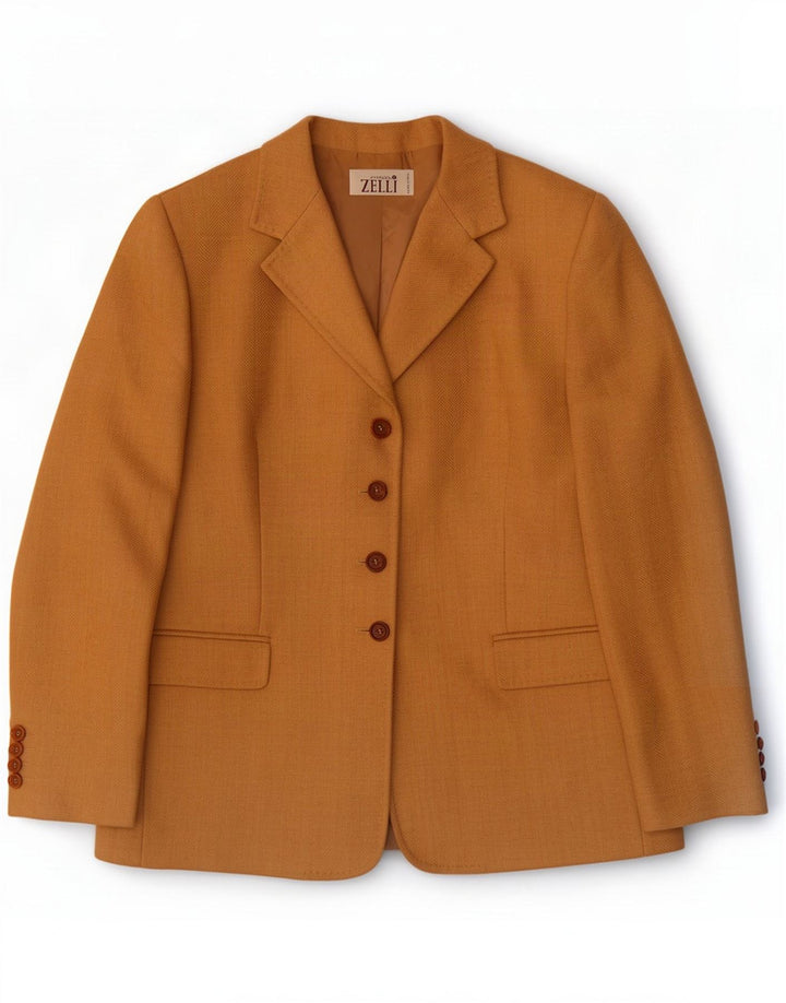 Giacca blazer vintage da donna a 4 bottoni IT 46 grande in lana marrone