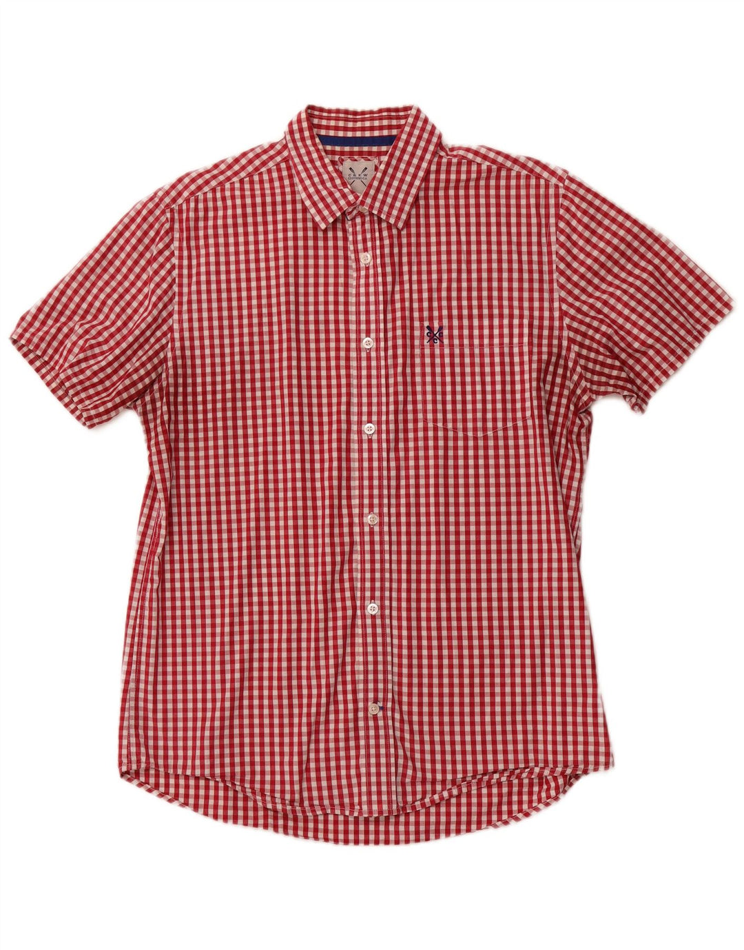 CREW CLOTHING Camicia da uomo a maniche corte vestibilità classica a quadretti rosso medio