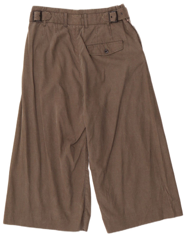 Pantaloni capri da donna a gamba larga a vita alta G-Star W29 L20 Lyocell kaki