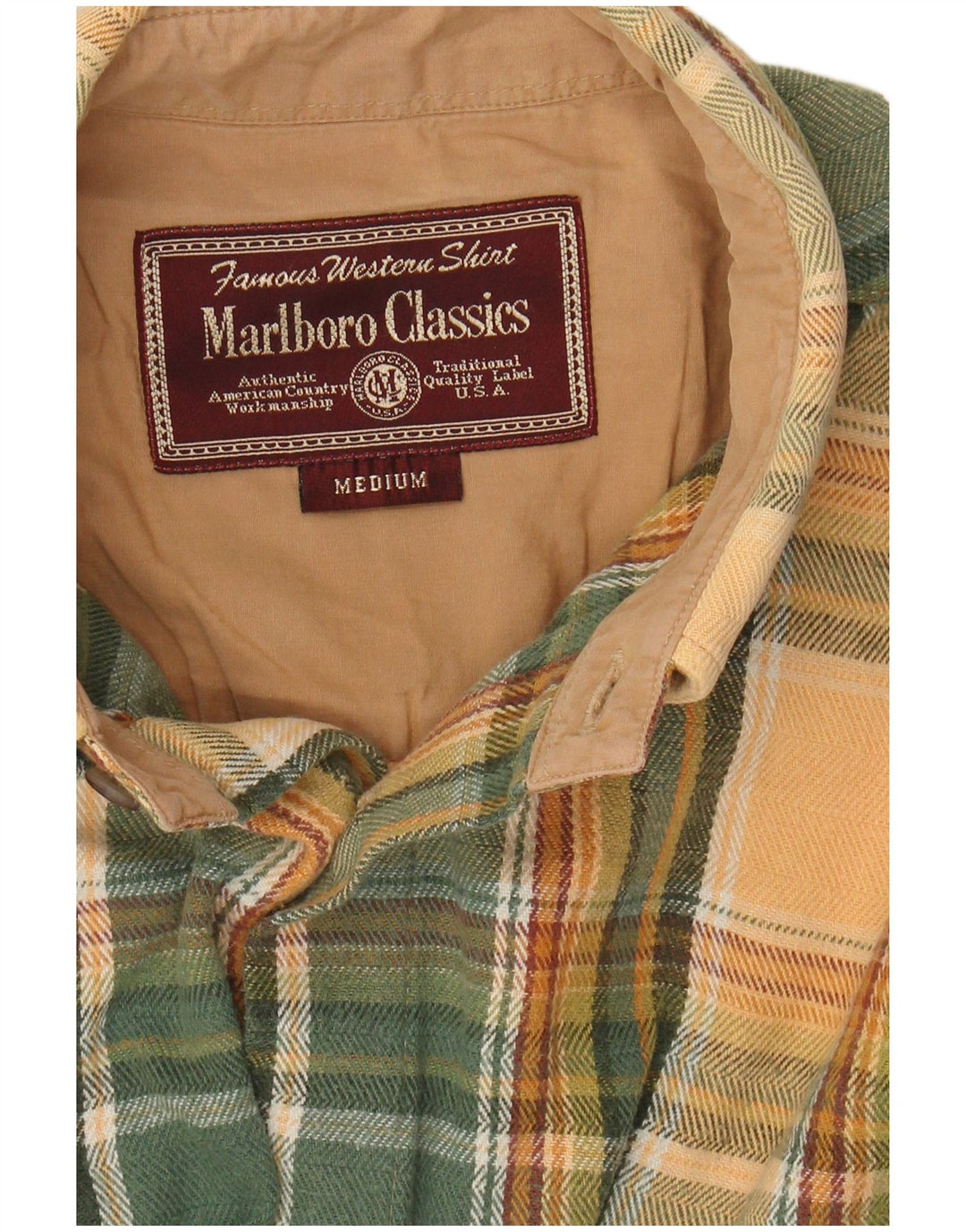 MARLBORO CLASSICS Camicia da uomo in flanella a quadri verde medio
