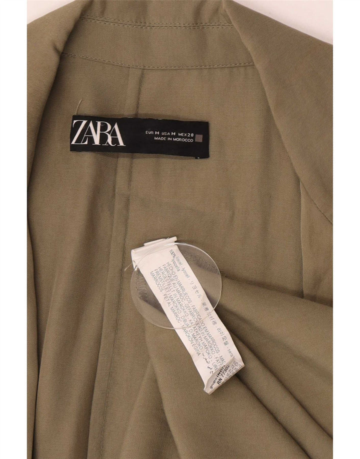 Soprabito aperto da donna Zara UK 14 medio kaki Lyocell