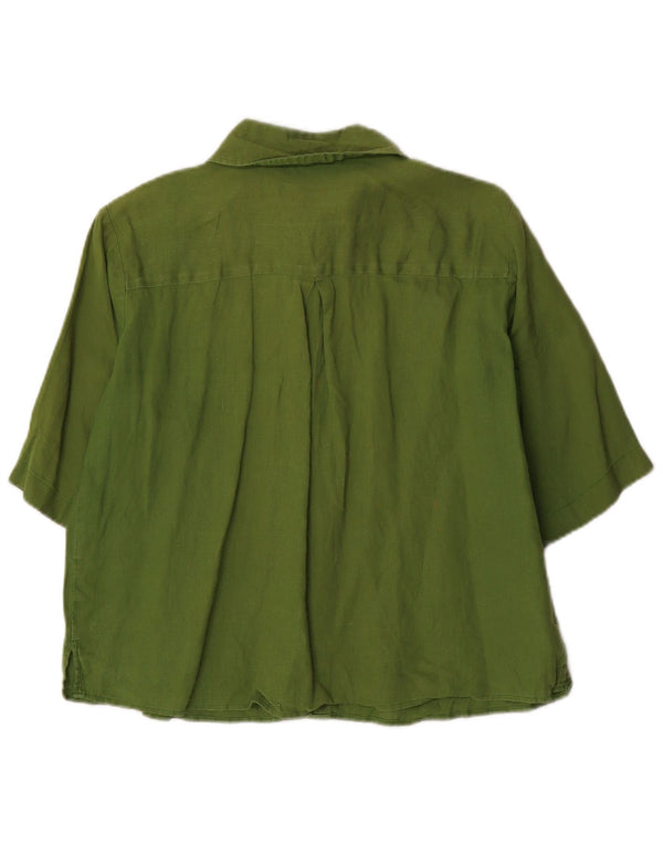 Camicia a maniche corte oversize da donna BENETTON UK 6 XS Lino verde