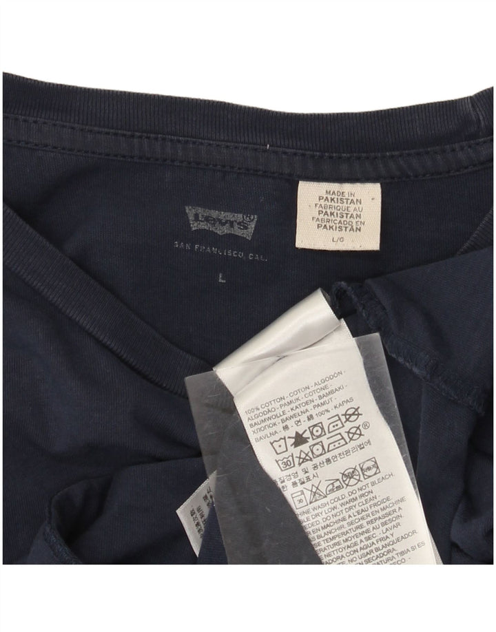 T-shirt grafica da uomo LEVI'S Top grande in cotone blu navy