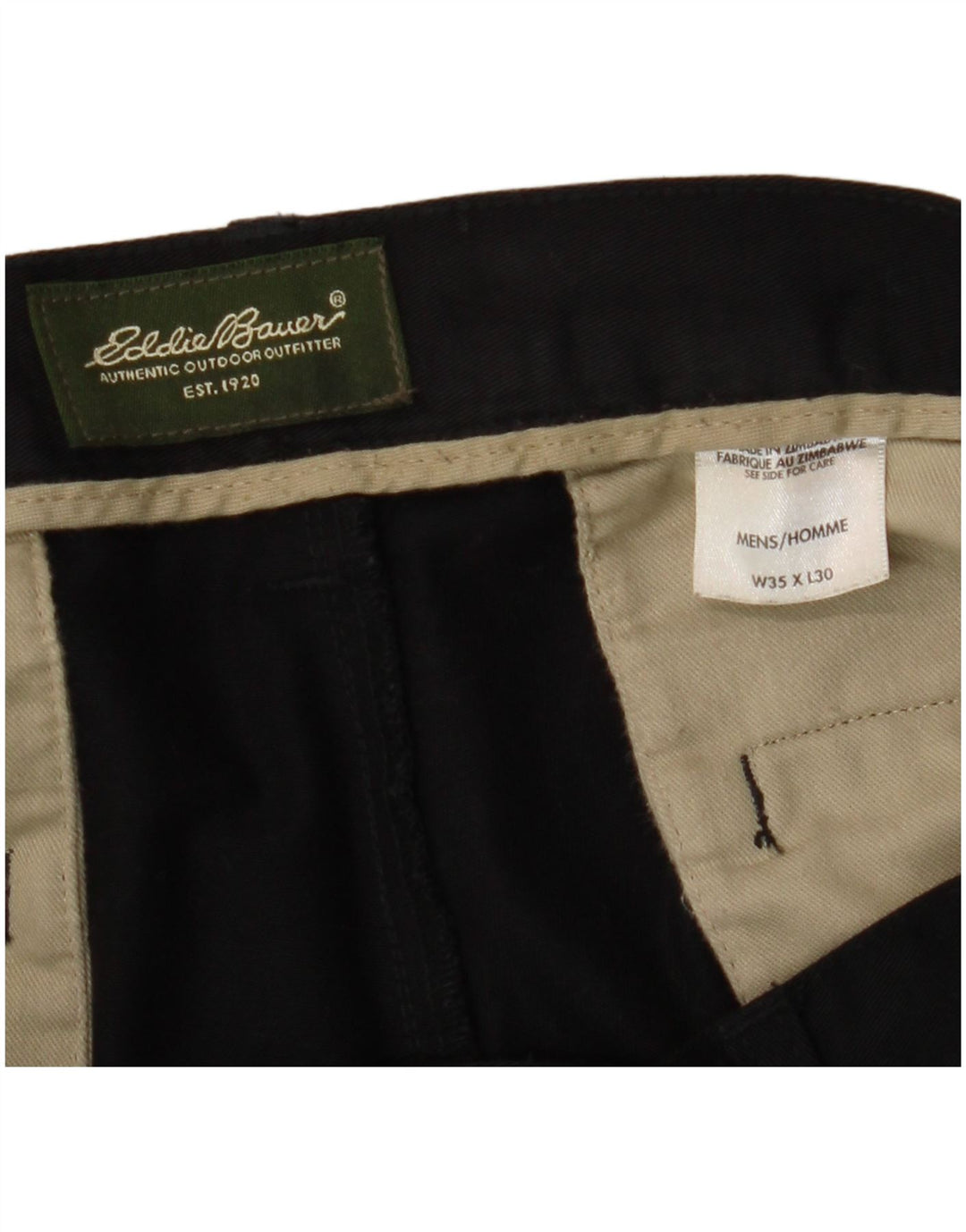 Pantaloni chino da uomo con pegging EDDIE BAUER W35 L30 cotone nero